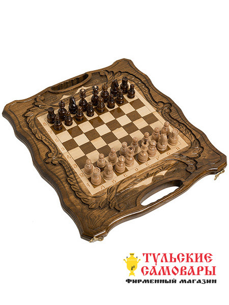 Шахматы + нарды резные c Араратом 40 с ручкой, Haleyan фото 1 — Samovars.ru