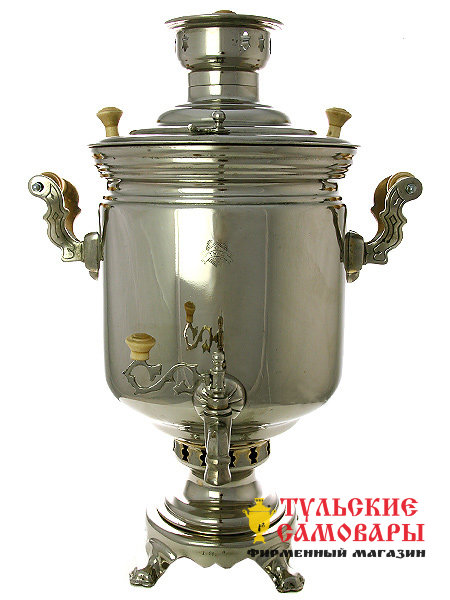 Угольный самовар 7 л цилиндр никелированный Тула фото 1 — Samovars.ru